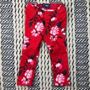 Old Navy Red Floral Skinny Legging Jeans